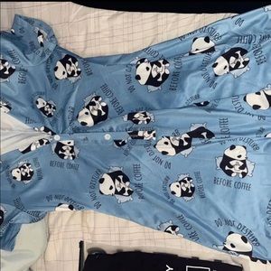 Blue panda onesie pajama size small nwt